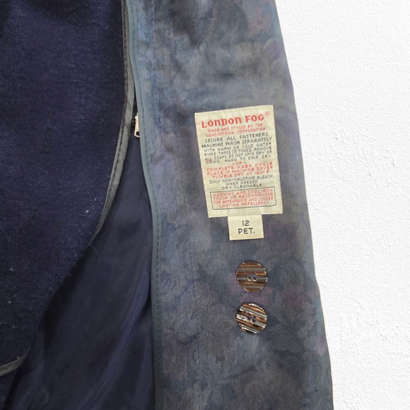 1980s London Fog Floral Water Resistant Wool Lined Transitional Trench Coat 12P - Picture 12 of 15